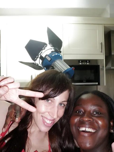 Ebony Lesbians in Panties Kiss and Pose for a Selfie – photo 1 of 16