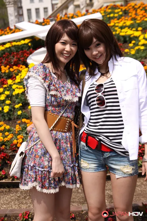 Asian Lesbians Kiss and Make Out Outdoors in Skirts and Heels – photo 9 of 15