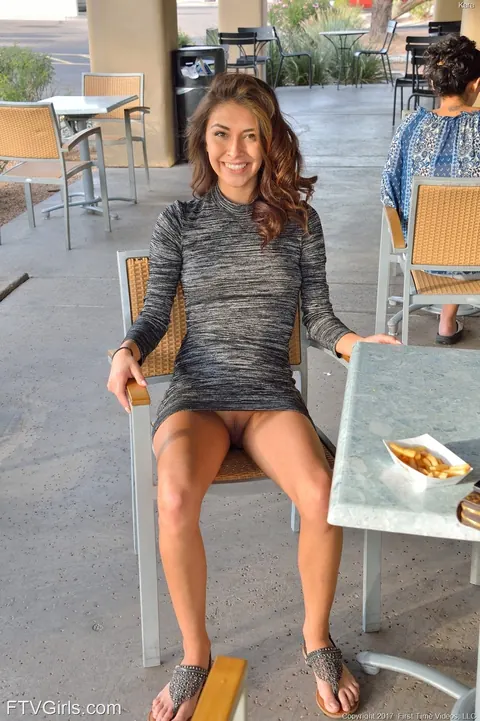 Kara Faux: Slim Brunette Spreads Her Shaved Pussy in Public – photo 19 of 20