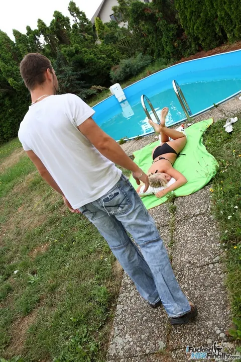 Miela A: Czech Blonde with Big Tits Gets a Facial by the Pool – photo 4 of 16