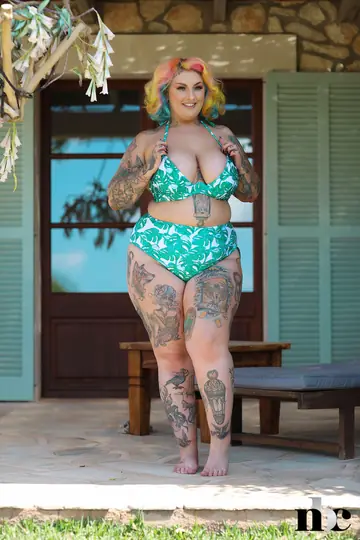 Galda Lou – Short-Haired BBW in a Bikini Flashes Her Huge Tits and Big Ass Outdoors