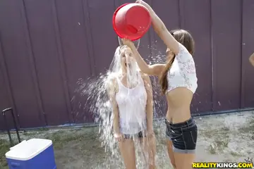 Rose Black – Blonde and Brunette in Shorts Have Lesbian Sex Outdoors
