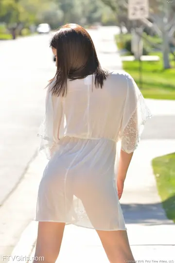 Kylie Quinn – Petite Brunette in Socks Strips Outdoors to Reveal Her Body