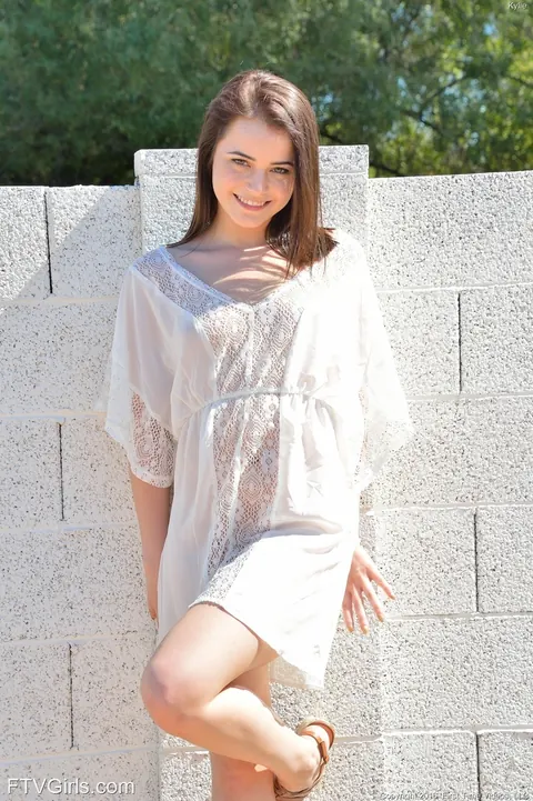 Kylie Quinn: Petite Brunette in Socks Strips Outdoors to Reveal Her Body – photo 12 of 20