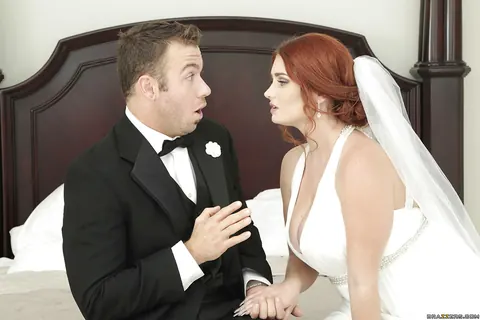 Lennox Luxe: BBW Redhead Bride in Stockings Flashes Panties and Takes Cum – photo 2 of 16