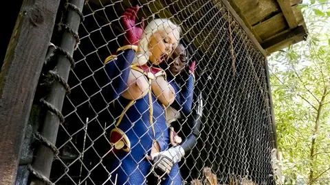 Kenzie Taylor: Blonde and Ebony Lesbians Lick Pussy Outdoors in Cosplay – photo 3 of 15