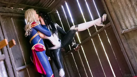 Kenzie Taylor: Blonde and Ebony Lesbians Lick Pussy Outdoors in Cosplay – photo 12 of 15