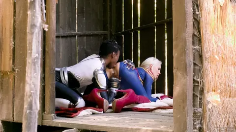 Kenzie Taylor: Blonde and Ebony Lesbians Lick Pussy Outdoors in Cosplay – photo 8 of 15