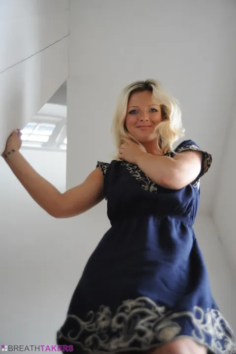 Blonde in Heels Flashes Panties, Bares Her Breasts and Spreads Her Legs – photo 1 of 12