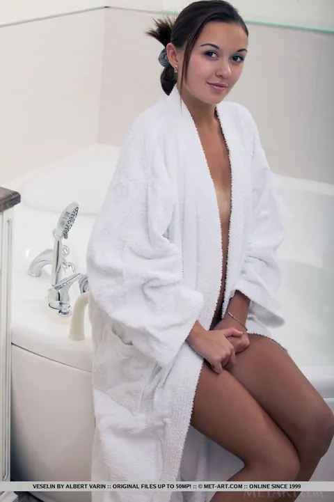 Veselin: European Brunette Undresses in the Bathroom – photo 12 of 18