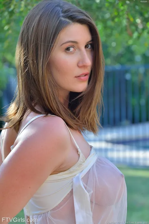 Amber Hahn: Brunette Flashes Her Big Tits and Fucks a Dildo Outdoors – photo 11 of 16