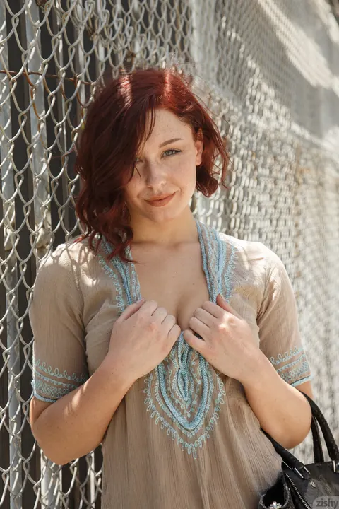 Spencer Bisson: Pale Redhead Pulls Down Her Panties and Spreads Outdoors by the Car – photo 3 of 11
