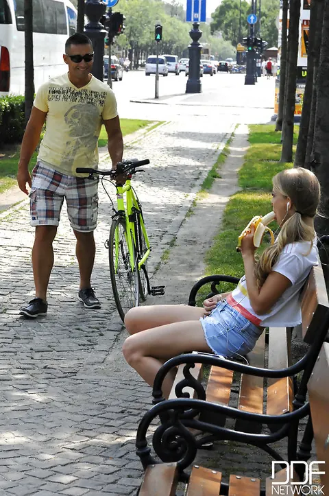 Cayenne Klein: European Blonde Eats Banana Outdoors Then Sucks Cock – photo 12 of 12