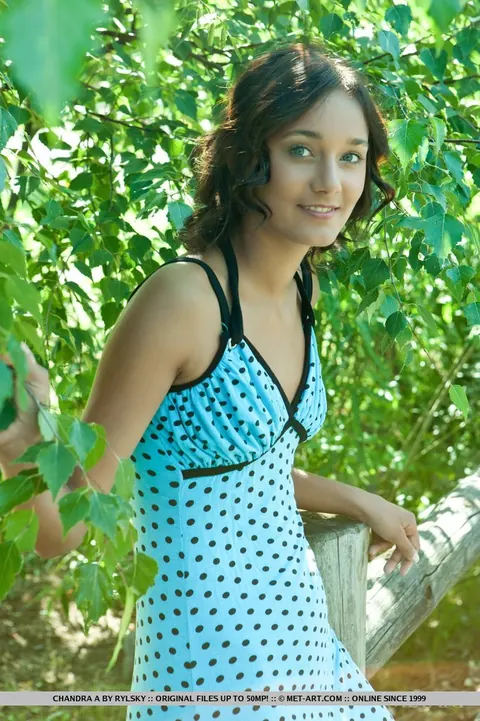 Chandra A: Slim Short-Haired Brunette Pulls Her Panties Aside Outdoors – photo 3 of 18