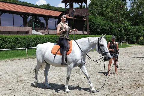 Aletta Ocean: Busty Brunette in Glasses Poses Nude Outdoors with a Horse – photo 1 of 16