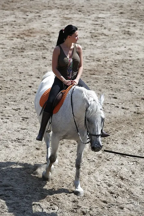 Aletta Ocean: Busty Brunette in Glasses Poses Nude Outdoors with a Horse – photo 14 of 16