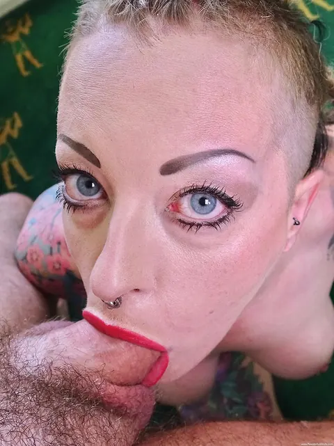 Piggy Mouth: Thick British Blonde with Big Tits Deepthroats and Rides Cowgirl – photo 3 of 12