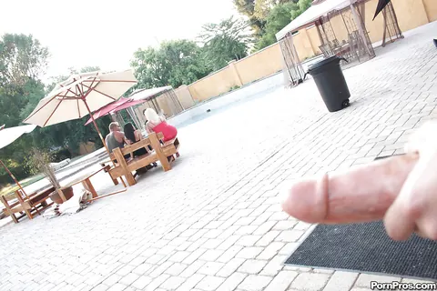 Angel Vain: Blonde with Big Tits Takes Group Cumshots and Bukkake – photo 1 of 16