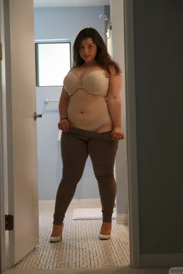 Carolina Munoz – Brunette BBW Strips Off Her Sheer Lingerie to a Thong