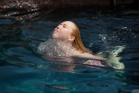 Samantha Rone: Petite Redhead Strips Out of Her Bikini by the Pool – photo 2 of 11