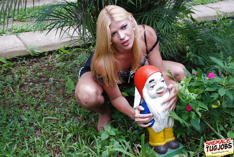 Blonde Trans Woman Strokes Her Cock Outdoors – photo 3 of 16