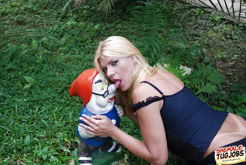 Blonde Trans Woman Strokes Her Cock Outdoors – photo 2 of 16