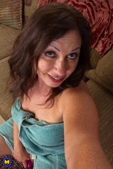 Mature Latina with Big Tits Massages Her Pussy and Uses a Dildo
