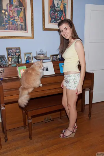 Canadian Brunette Reveals Panties and Spreads in Conservatory