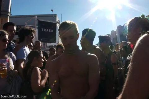 Two Men Bound and Naked in a Public Outdoor Setting – photo 21 of 21