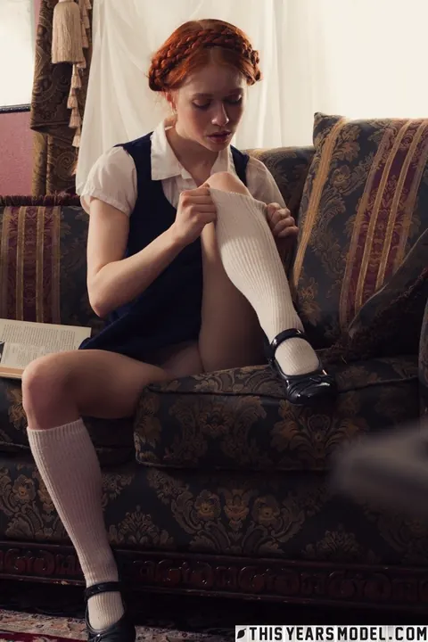 Redhead Strips Off Her Uniform and Keeps White Socks On – photo 4 of 15