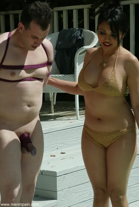 Mika Tan: Busty Japanese MILF in a Bikini Dominates Man in the Pool – photo 3 of 20