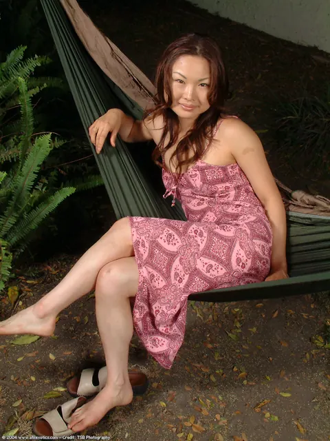 Lilianna: Asian Woman Pulls Panties Aside and Spreads Her Hairy Pussy Outdoors – photo 1 of 16