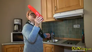 Mature Curvy Blonde in Glasses Toys and Licks Bound Partner