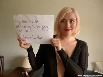 Tall European Blonde Undresses and Shows Her Shaved Pussy