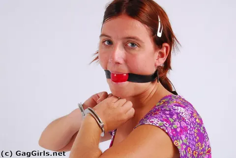 Redhead in Pigtails Handcuffed and Ball-Gagged – photo 9 of 16