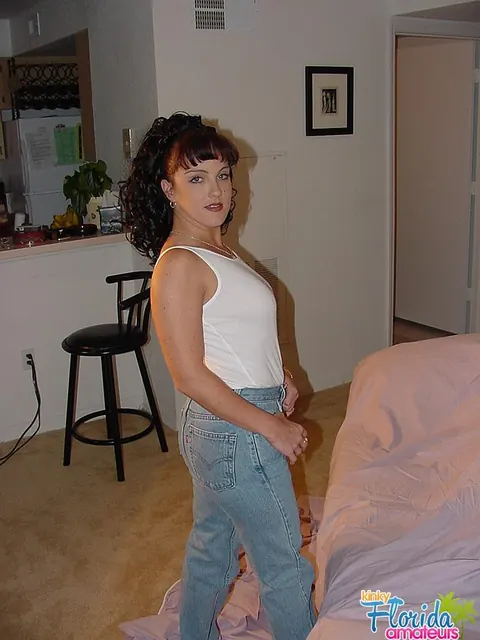 Brunette MILF Strips Out of Her Panties and Spreads on the Sofa – photo 3 of 16