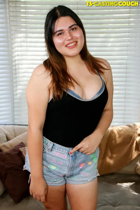 Trans Woman Poses Nude on a Sofa for a Casting – photo 2 of 16