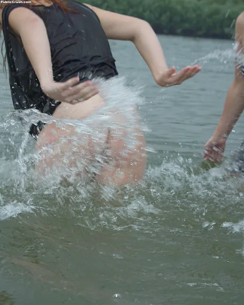 Three Women Peel Off Their Wet Panties by the River – photo 14 of 16