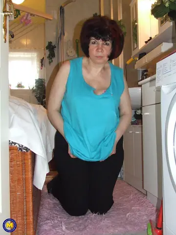 Mature Hairy BBW Strips and Spreads in the Bathroom