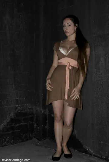 Brunette MILF in a Dress Bound in Device Bondage
