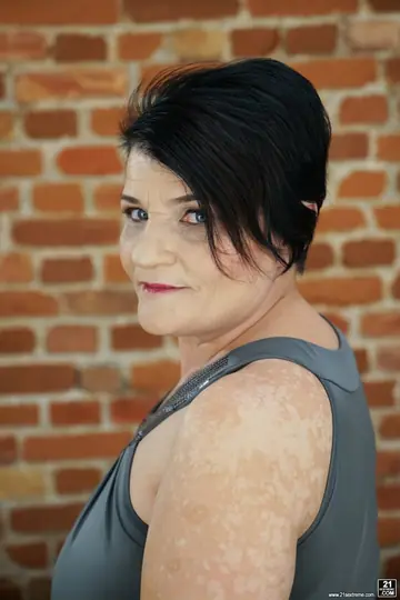 Short-Haired Mature Brunette with Big Tits Sucks and Fucks