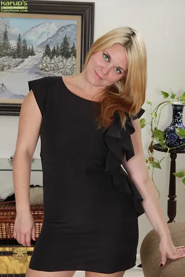 Thick Blonde MILF Strips Off Her Skirt and Lingerie to Show Her Big Tits