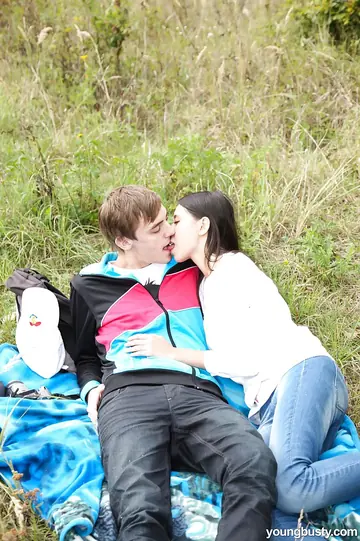 European Babe in Jeans Gives a Handjob Before Outdoor Sex