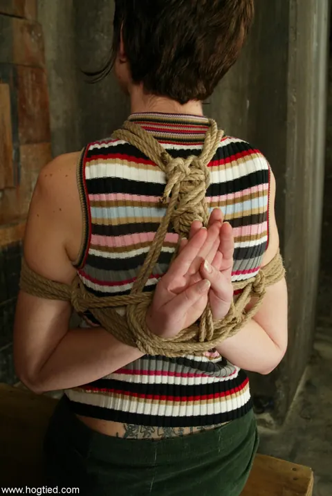 trixie kitten: Short-Haired Brunette Bound in Rope Restraints – photo 6 of 16