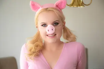 River Fox – Busty Blonde Strips Out of Her Cosplay Costume and Shorts