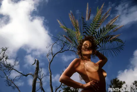 Sandi Korn: Tanned Curly Brunette with Big Tits Spreads Outdoors – photo 4 of 16
