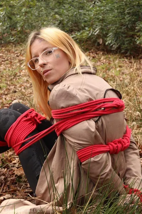 Redhead in Glasses Bound and Cleave Gagged in the Forest – photo 9 of 16