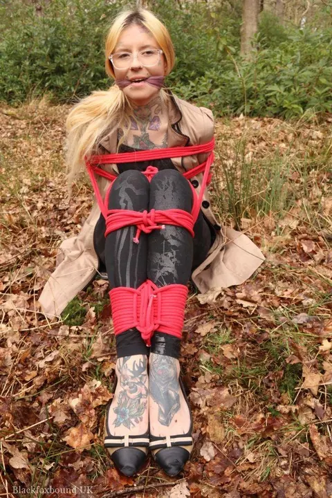 Redhead in Glasses Bound and Cleave Gagged in the Forest – photo 12 of 16