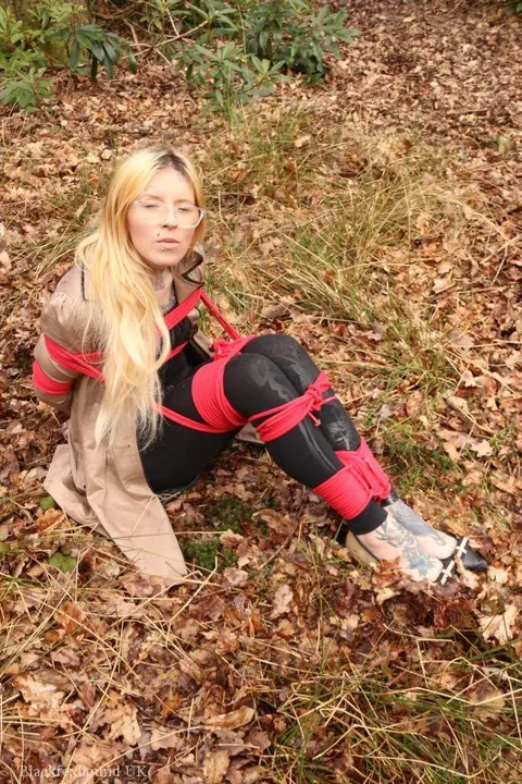Redhead in Glasses Bound and Cleave Gagged in the Forest – photo 10 of 16