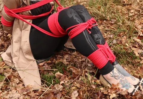 Redhead in Glasses Bound and Cleave Gagged in the Forest – photo 16 of 16